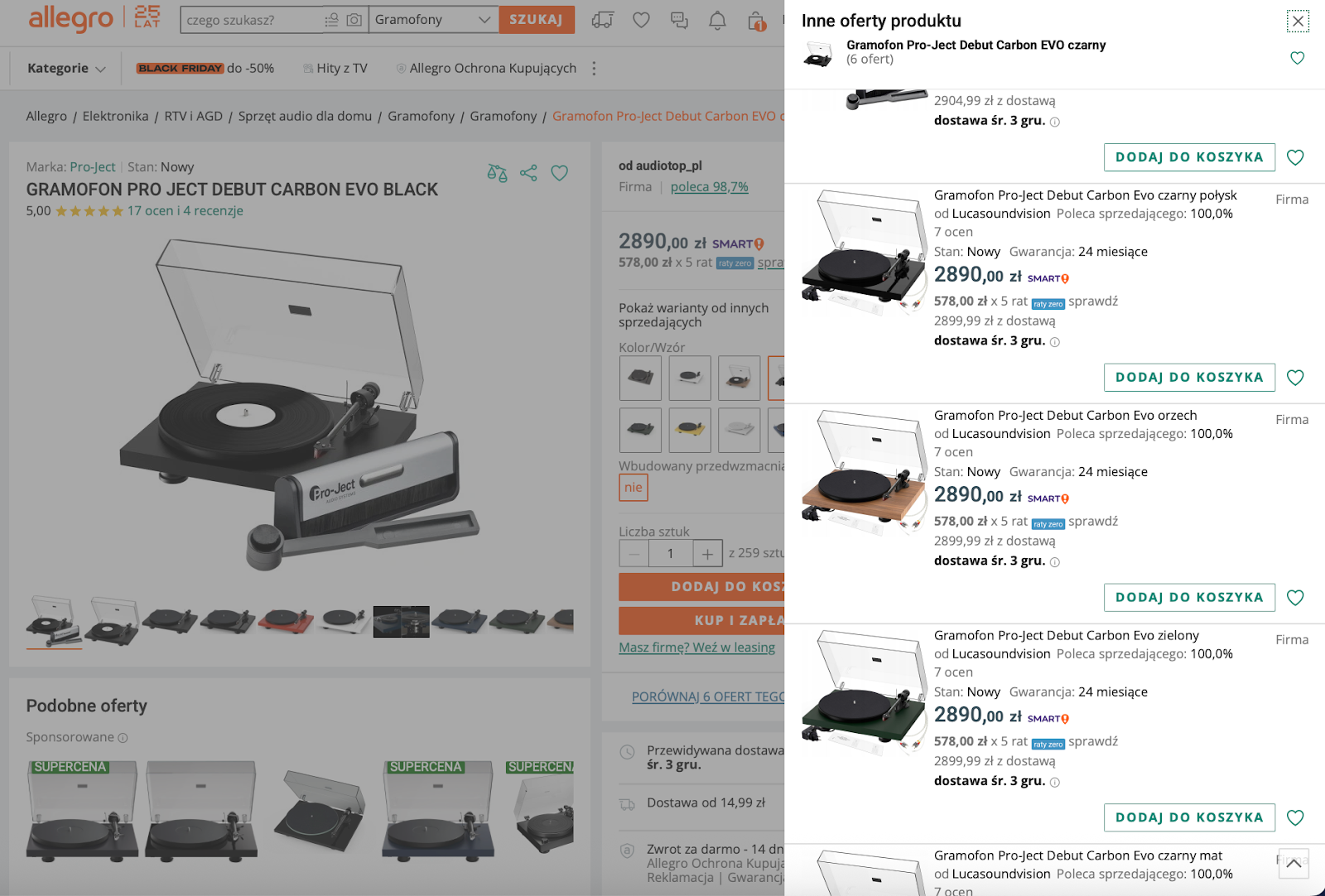Analiza cen na Allegro marketplace - trudności w monitowaniu cen przez mieszanie wariantów produktów i bundli w jednej zakładce ofert